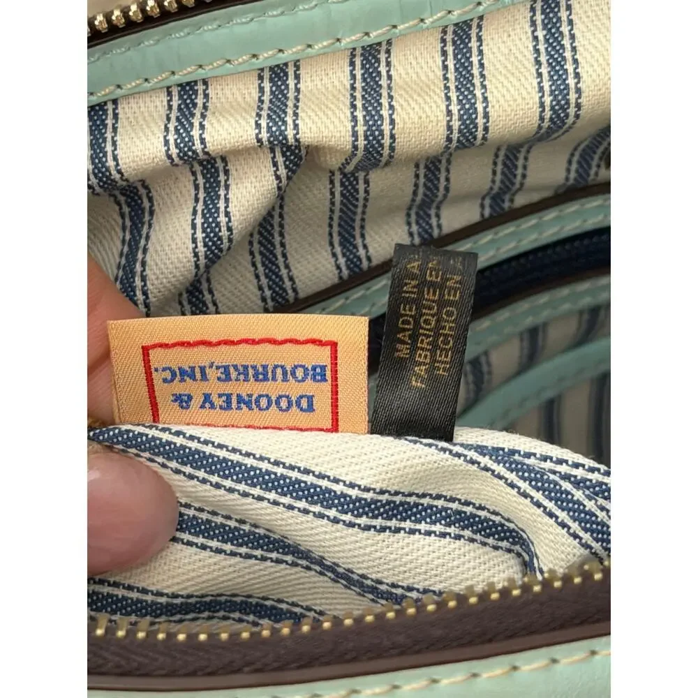 Dooney & Bourke Satchel Bag Woven Embossed Leather Woven Domed Brown Blue